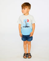 Organic Cotton Short Sleeve T-Shirt Grey Mix To Blue Gradient-1