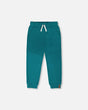 French Terry Sweatpants With Cross Seams Dark Turquoise-0