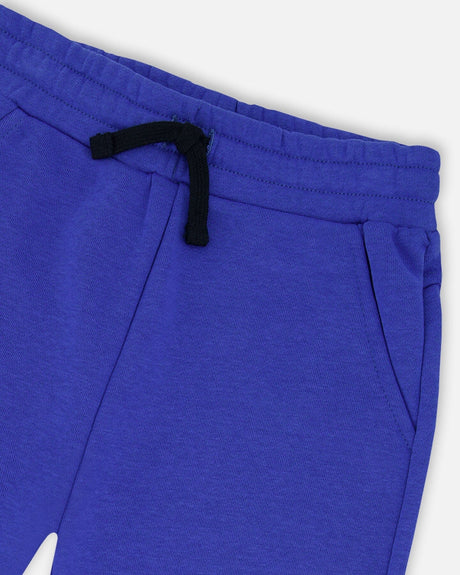 French Terry Sweatpants With Cross Seams Royal Blue-3