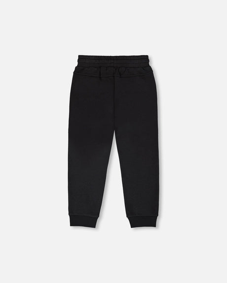French Terry Sweatpants With Cross Seams Black-2