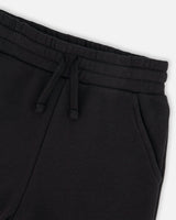 French Terry Sweatpants With Cross Seams Black-3