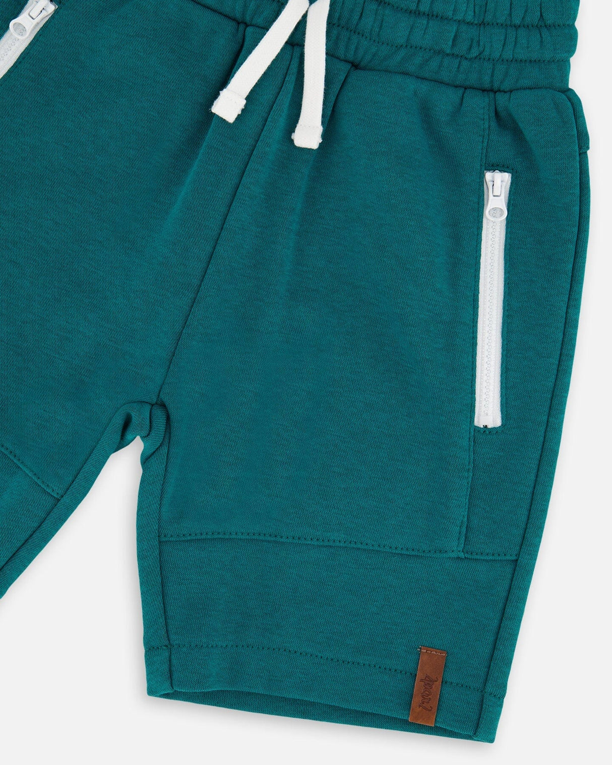 French Terry Shorts With Cross Seams Dark Turquoise-3