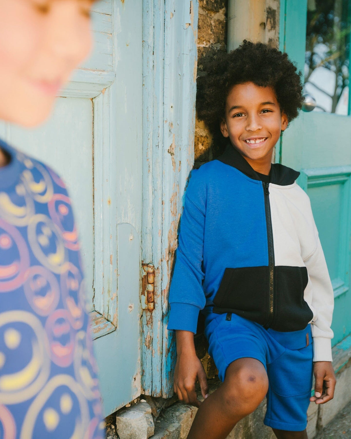 French Terry Shorts With Cross Seams Royal Blue-1