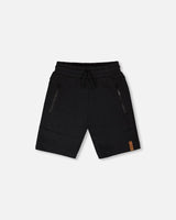 French Terry Shorts With Cross Seams Black-0