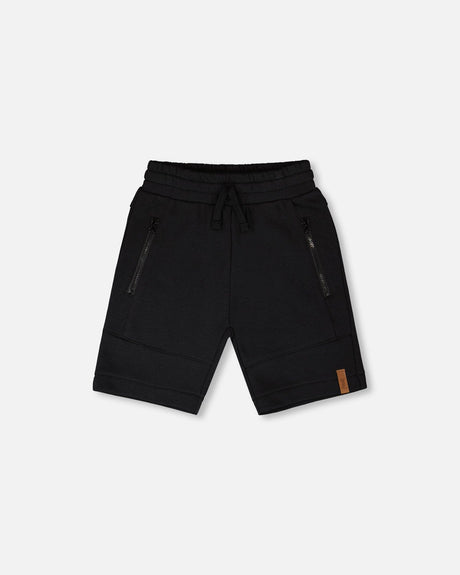 French Terry Shorts With Cross Seams Black-0