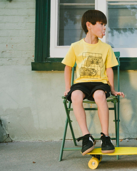 French Terry Shorts With Cross Seams Black-1