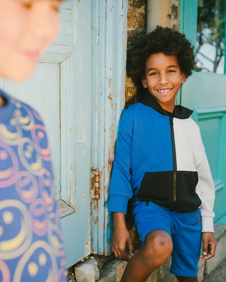 Hooded French Terry Cardigan Royal Blue-1