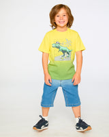Organic Cotton Jersey T-Shirt With Print Yellow-1