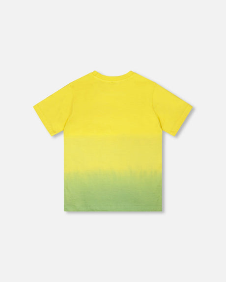 Organic Cotton Jersey T-Shirt With Print Yellow-2