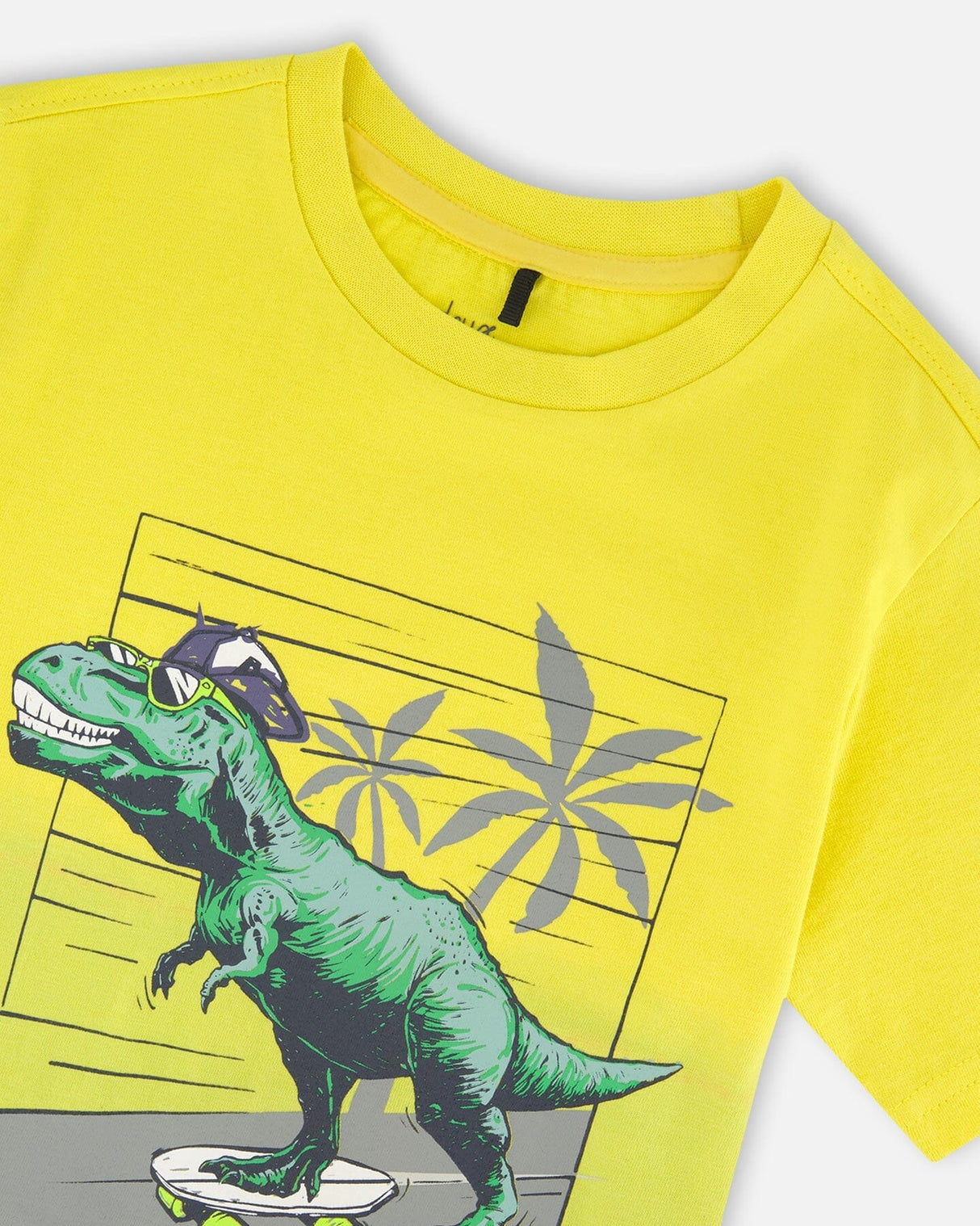 Organic Cotton Jersey T-Shirt With Print Yellow-3