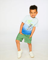 Organic Cotton Jersey T-Shirt With Print Gradient Pale Blue-1