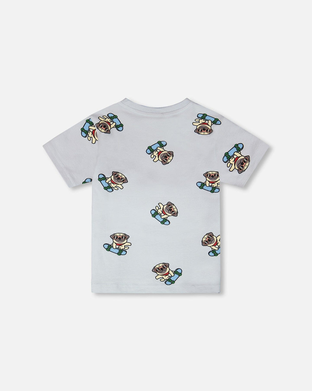 Organic Cotton Jersey T-Shirt Blue Pug Print-2