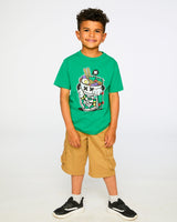Organic Cotton Jersey T-Shirt With Print Green-3