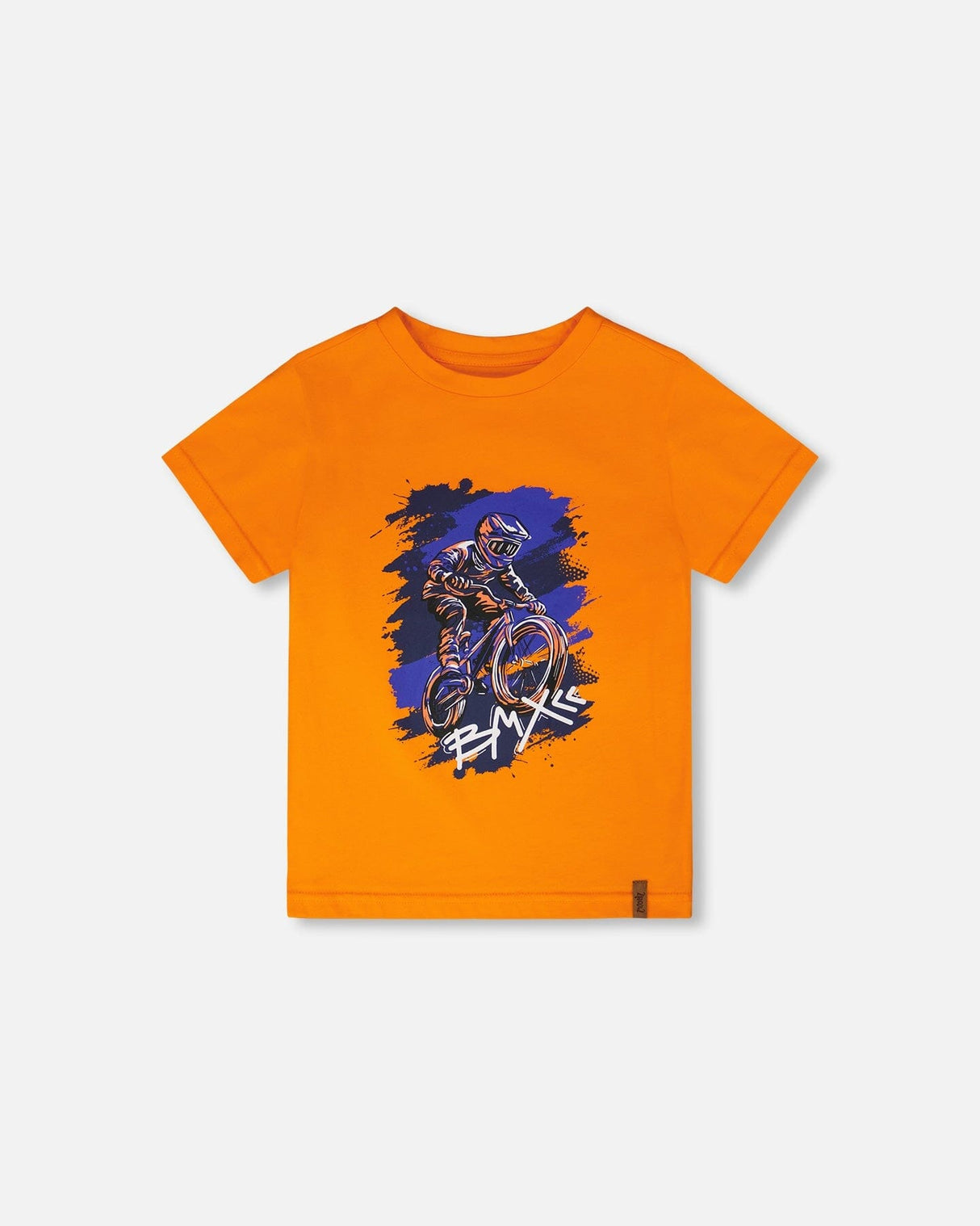 Organic Cotton Jersey T-Shirt With Bmx Print Orange-0