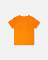 Organic Cotton Jersey T-Shirt With Bmx Print Orange-3