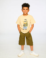 Organic Cotton Jersey T-Shirt With Print Beige-2