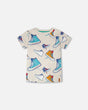 Organic Cotton Jersey T-Shirt Grey Mix Printed Shoes-0