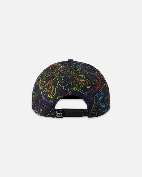 Cap Black Dinosaur Print-2