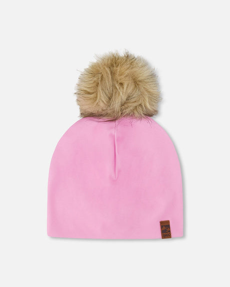Stretch Jersey Hat Pink With Pompom-0