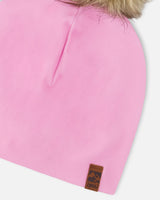 Stretch Jersey Hat Pink With Pompom-3