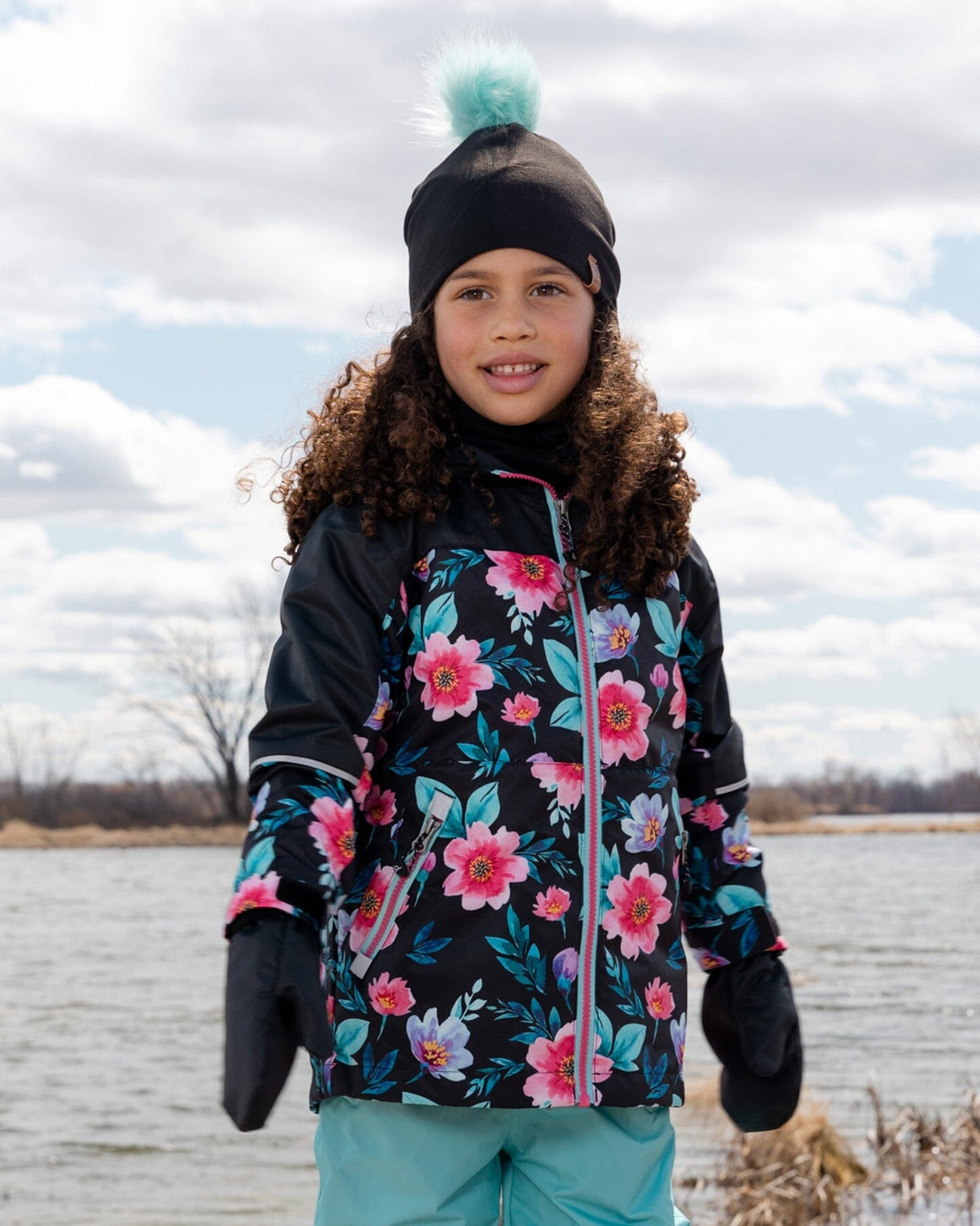 Stretch Jersey Hat Black With Pompom-1