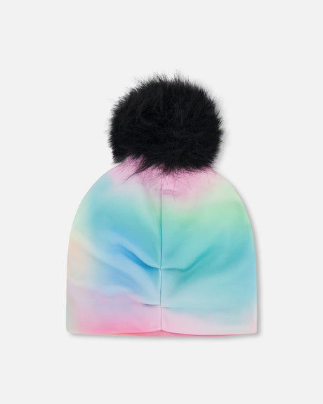 Stretch Jersey Hat Multicolored With Pompom-3