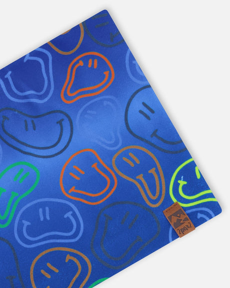 Stretch Jersey Neck Tube Blue Printed Smileys-3