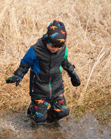 Stretch Jersey Beanie Black Dinosaur Print-1