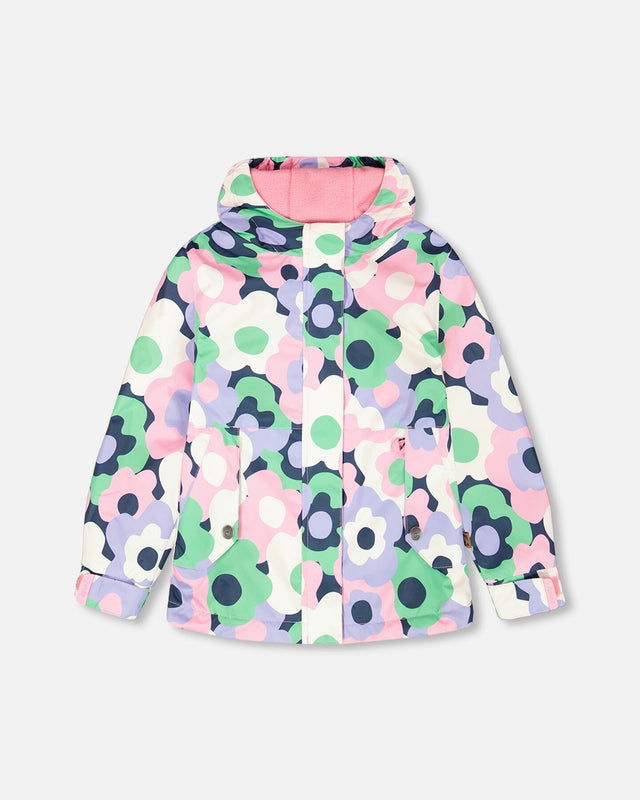 Mid-Season Jacket Black Printed Flowers-0