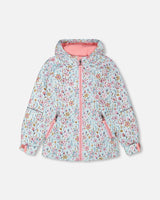 Mid-Season Jacket Blue Mini Flower Print-0