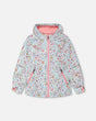 Mid-Season Jacket Blue Mini Flower Print-0