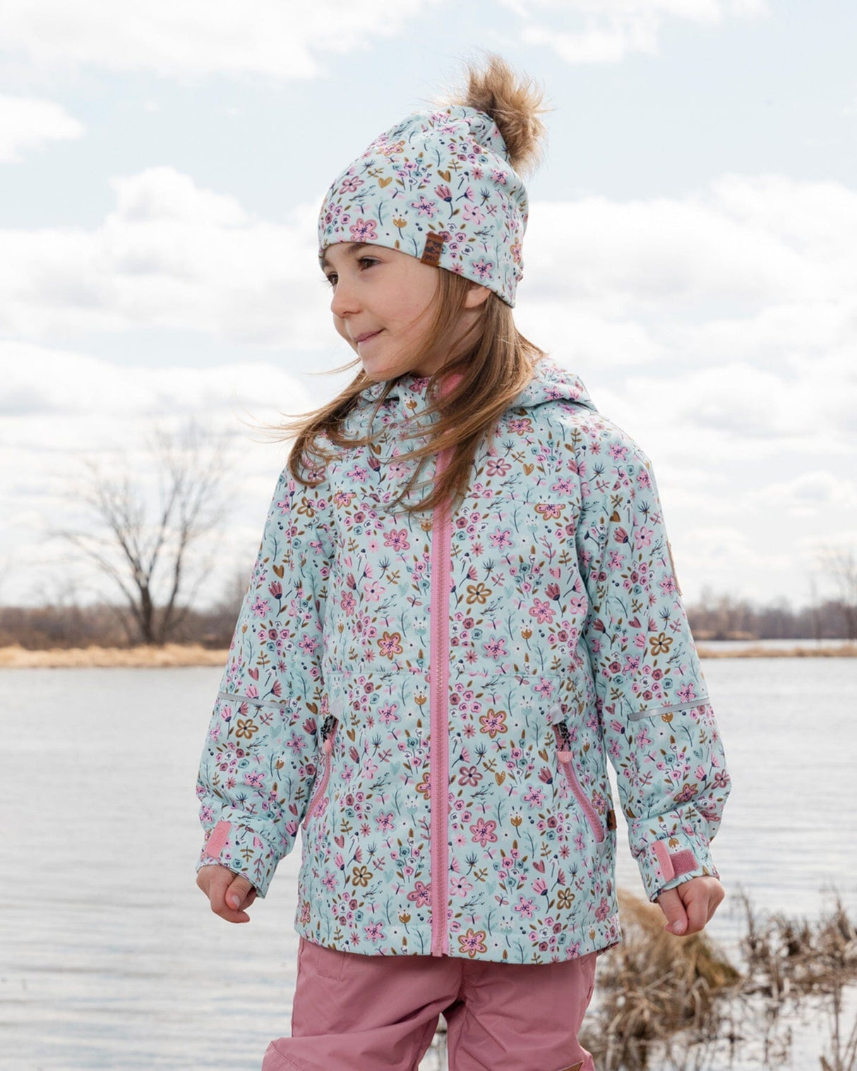 Mid-Season Jacket Blue Mini Flower Print-1
