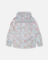 Mid-Season Jacket Blue Mini Flower Print-2