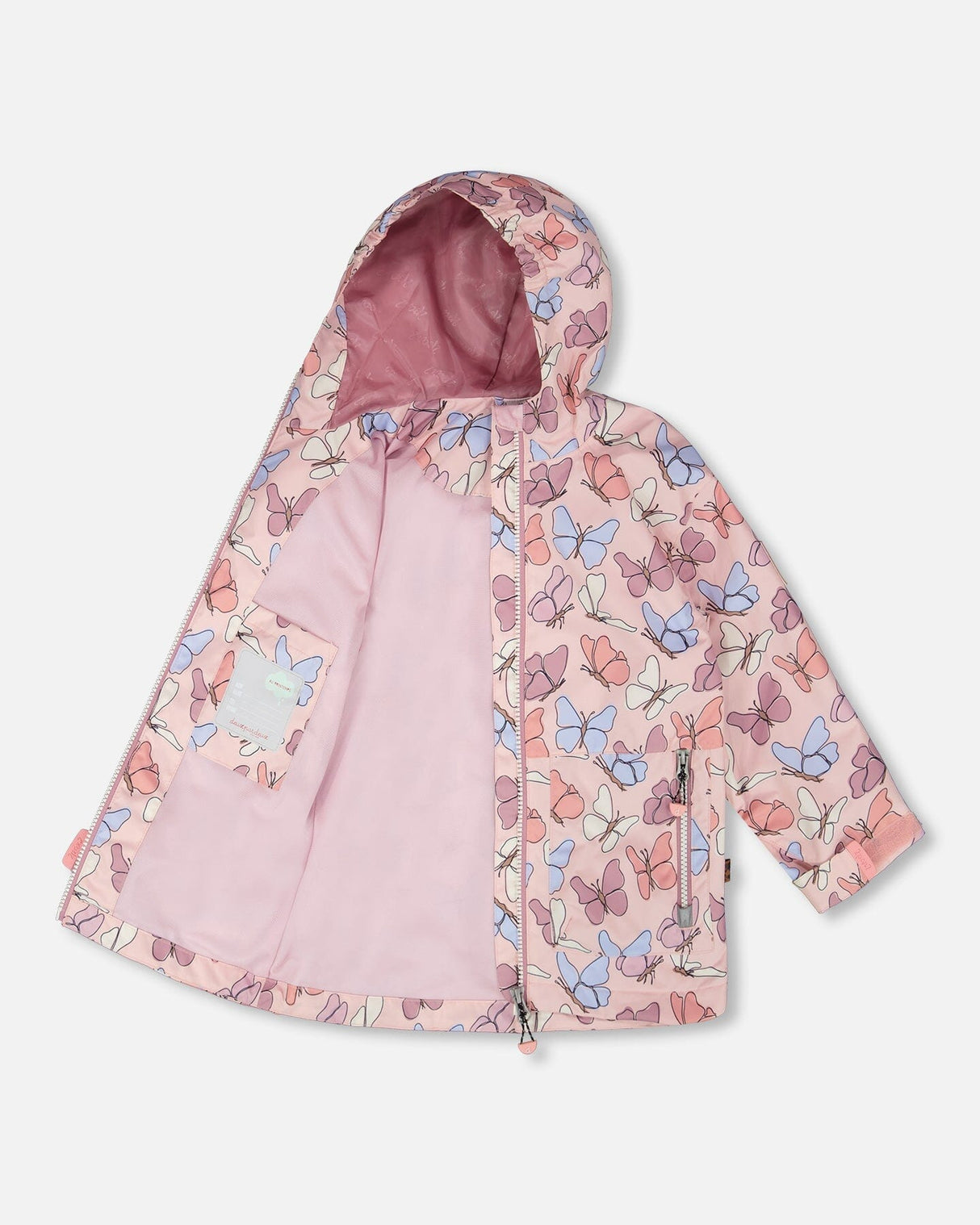 Mid-Season Jacket Pink Printed Butterflies-3