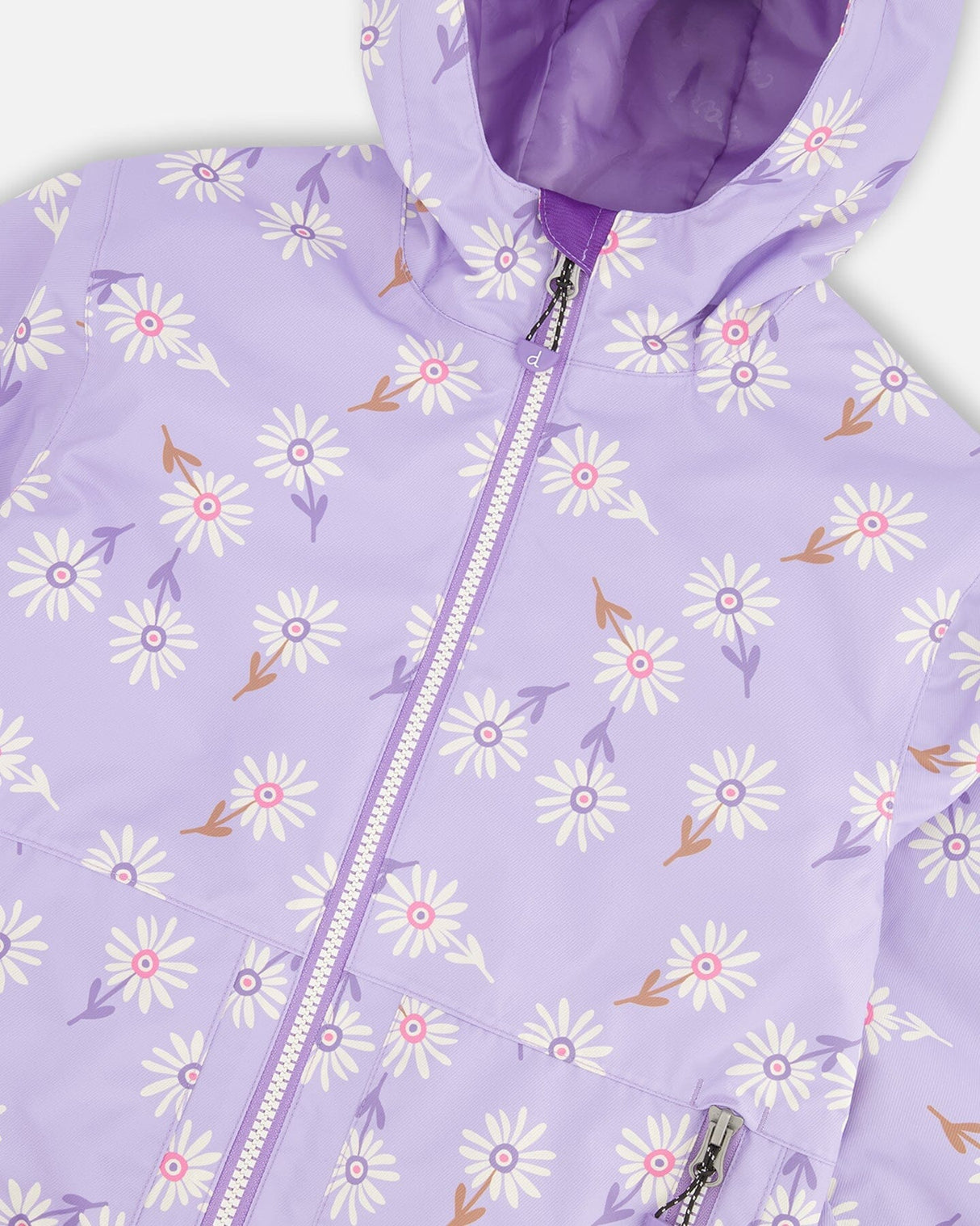 Mid-Season Jacket Purple Daisy Print-3