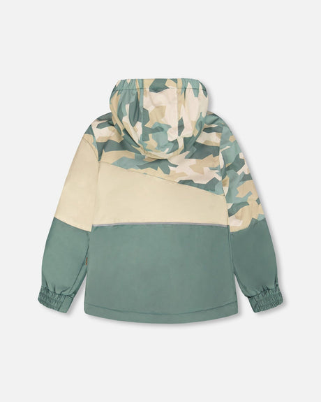 Mid-Season Jacket Green Camouflage Print-2