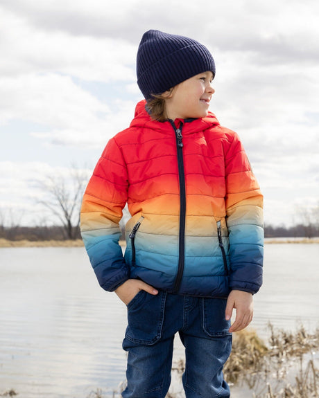 Quilted Mid-Season Jacket Orange And Blue Gradient-2