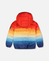 Quilted Mid-Season Jacket Orange And Blue Gradient-3