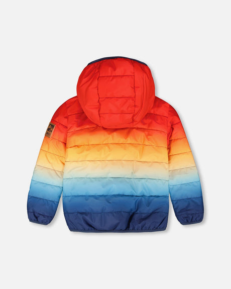 Quilted Mid-Season Jacket Orange And Blue Gradient-3