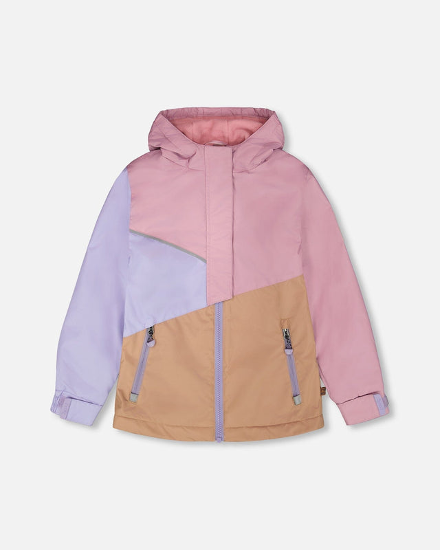Mid-Season Jacket In Recycled Polyester Mauve, Lilac And Beige-0