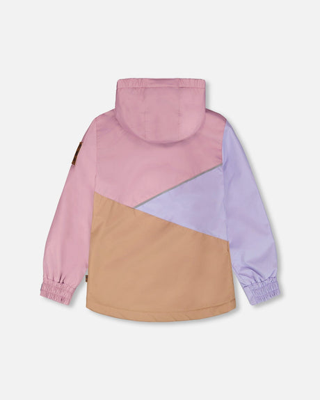 Mid-Season Jacket In Recycled Polyester Mauve, Lilac And Beige-3