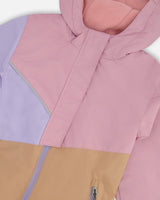 Mid-Season Jacket In Recycled Polyester Mauve, Lilac And Beige-4