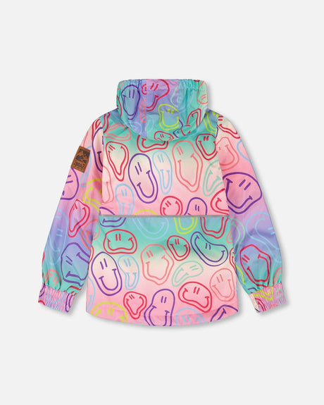 Two-Piece Mid-Season Outerwear Set Multicolored Printed Smileys-3