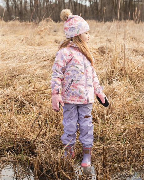 Two-Piece Mid-Season Outerwear Set Pink Flower Print-1