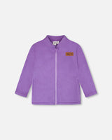 3-In-1 Two-Piece Mid-Season Outerwear With Solid Pants Set Purple Daisy Print-2