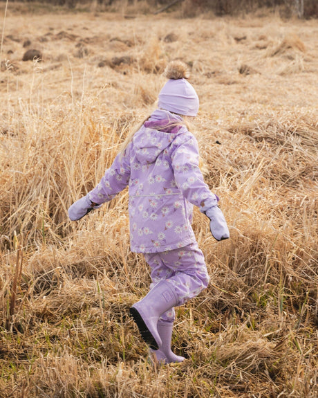 3-In-1 Two-Piece Mid-Season Outerwear Set Purple Daisy Print-1