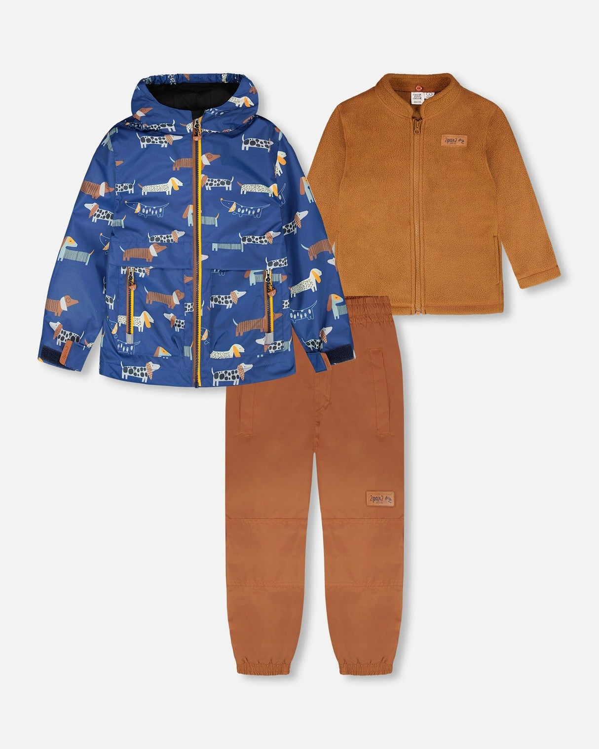 3-In-1 Two-Piece Mid-Season Outerwear Set Blue Dog Print-0