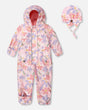 Baby Mid-Season One-Piece Outerwear With Hat Pink Flower Print-0