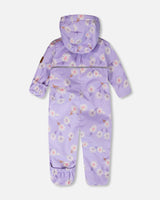 Baby Mid-Season One-Piece Outerwear With Hat Purple Daisy Print-3