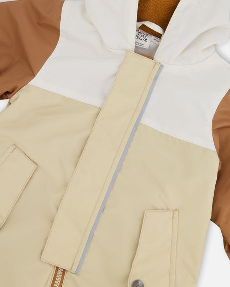 Baby Mid-Season One-Piece Outerwear With Hat Beige-4